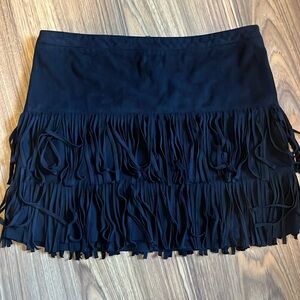 Suede black skirt with fringe size large from Hollister